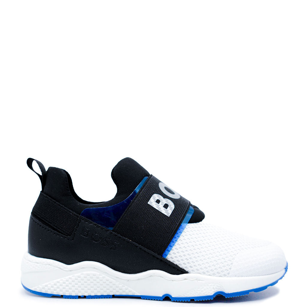 Hugo Boss White and Blue Logo Sneaker-Tassel Children Shoes