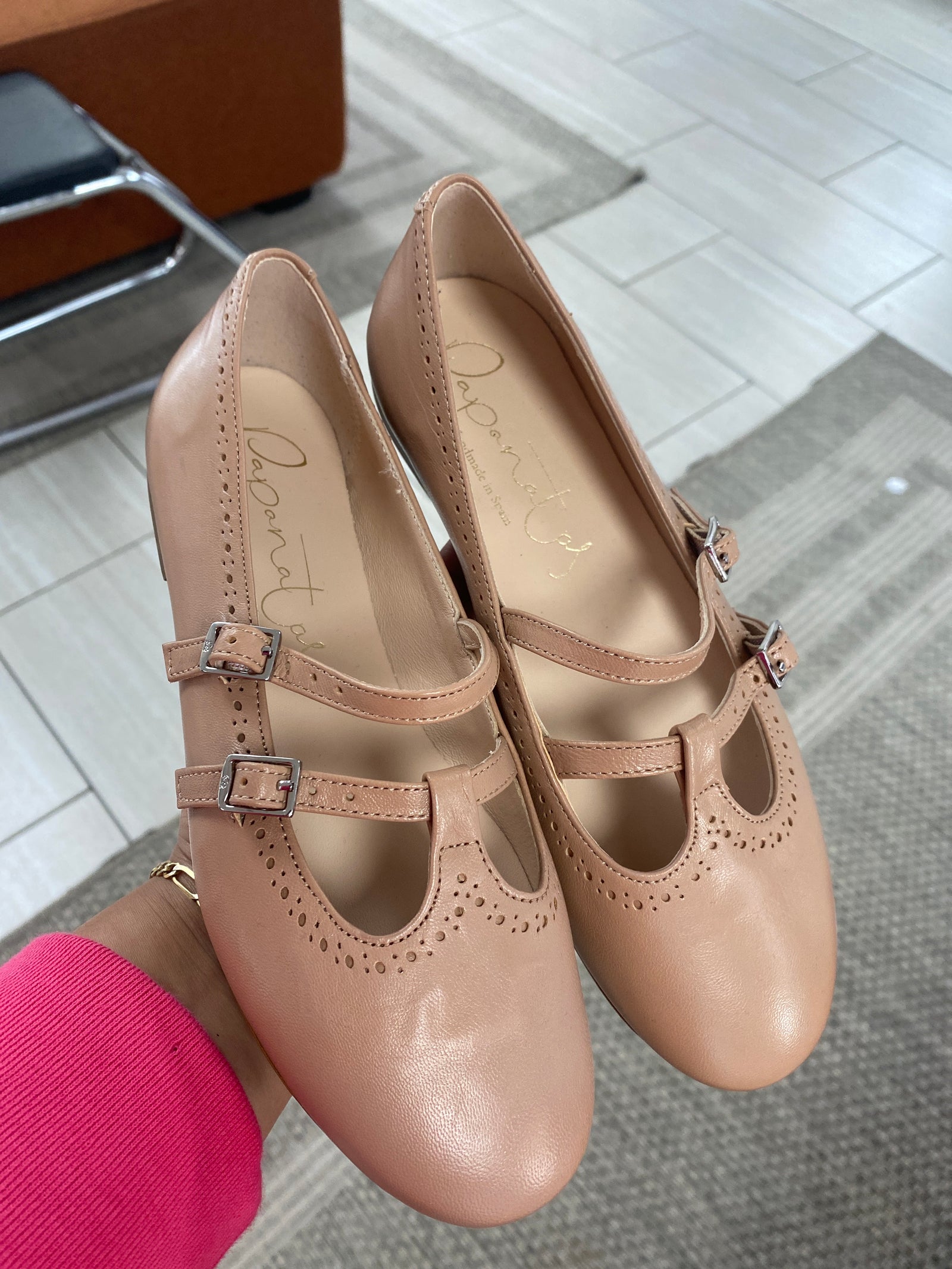 Papanatas Soft Brown Double Strap Mary Jane-Tassel Children Shoes