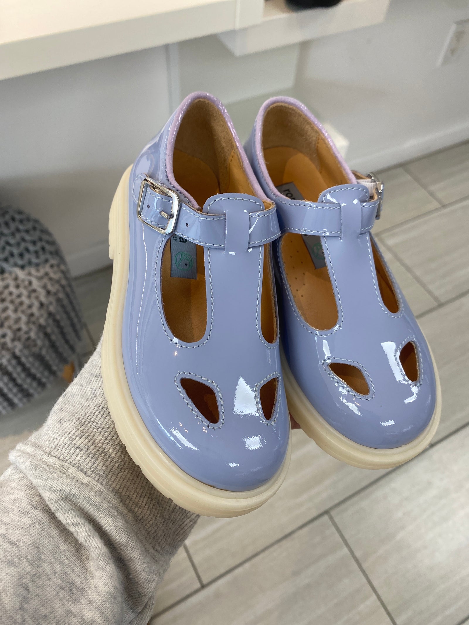 Rondinella Periwinkle Patent Perf Mary Jane Loafer-Tassel Children Shoes