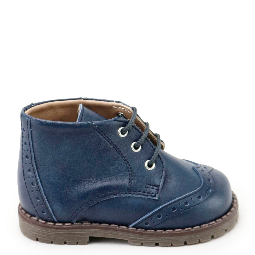 Papanatas Navy Leather Wingtip Baby Bootie-Tassel Children Shoes