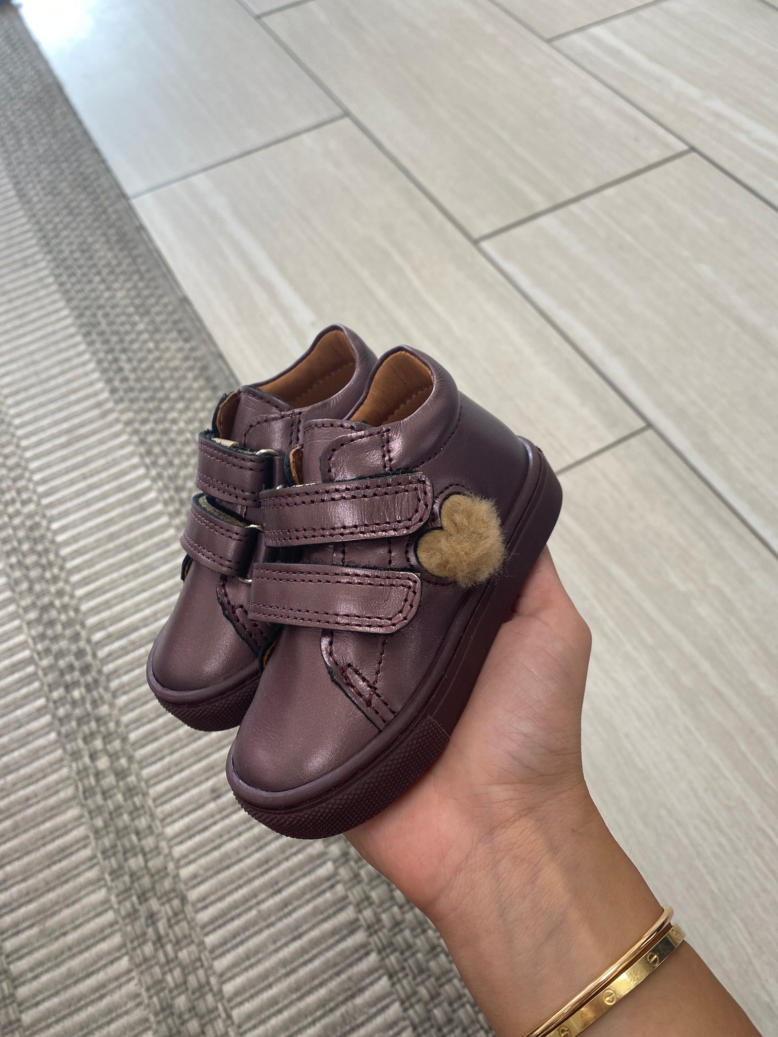 Atlanta Mocassin Lavender Metallic Heart Baby Sneaker-Tassel Children Shoes