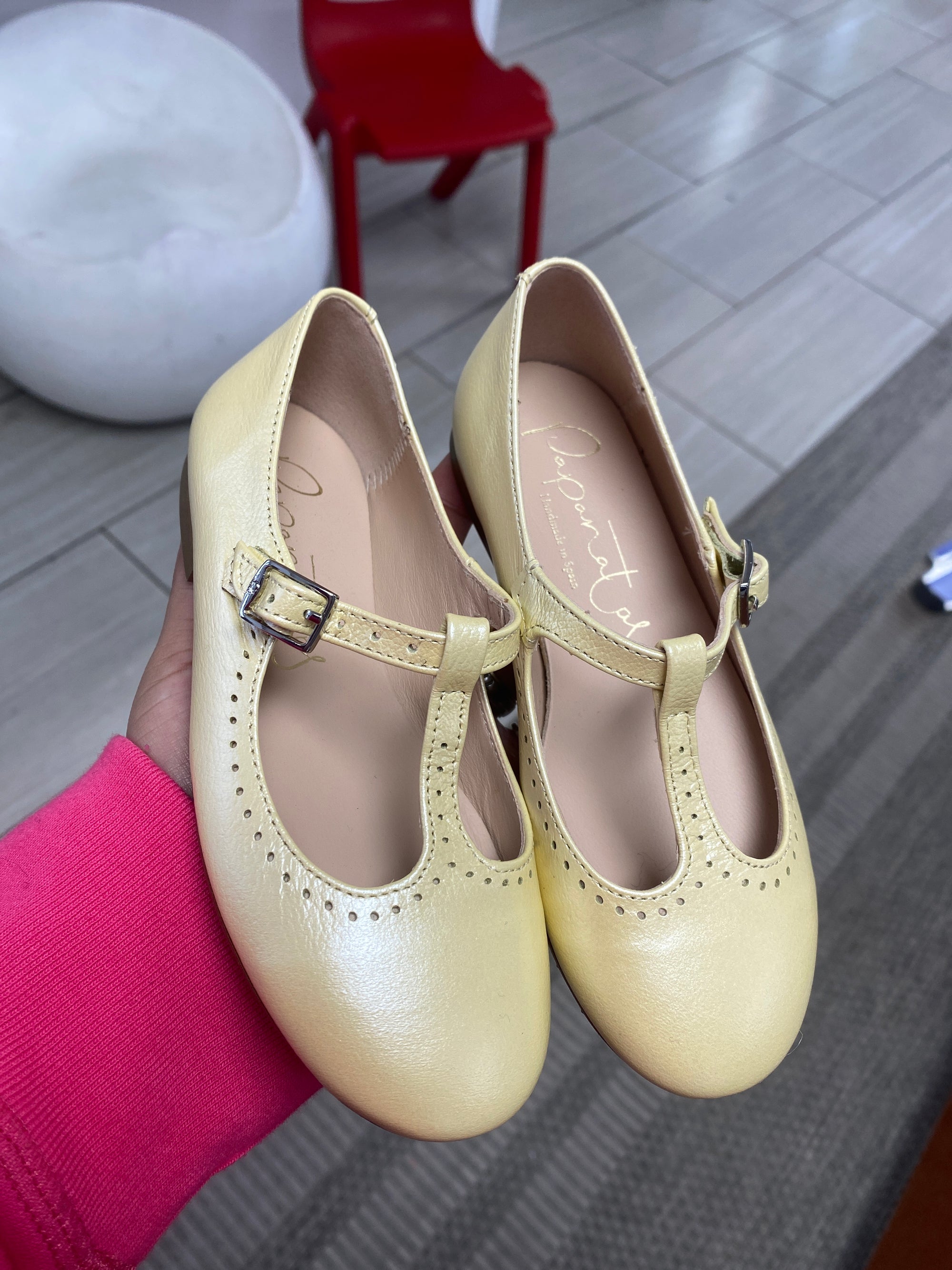 Papanatas Limon Patent T-Strap Mary Jane-Tassel Children Shoes