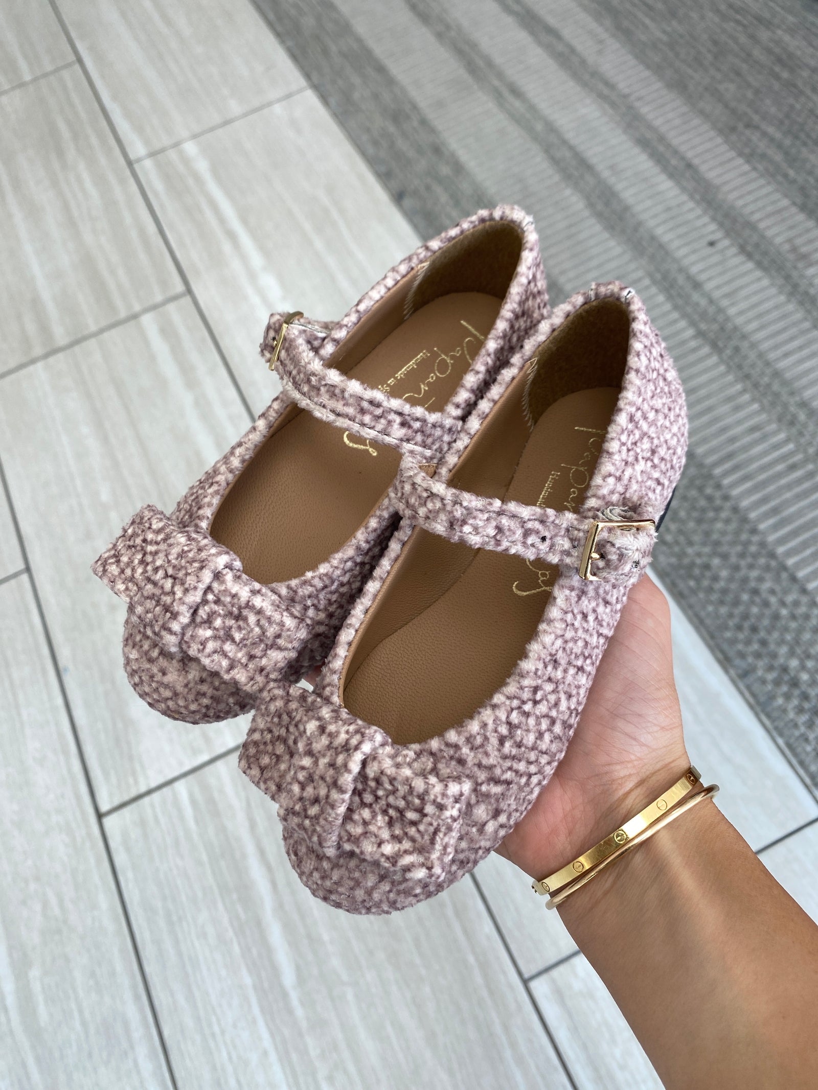 Papanatas Rosepale Wool Bow Mary Jane-Tassel Children Shoes