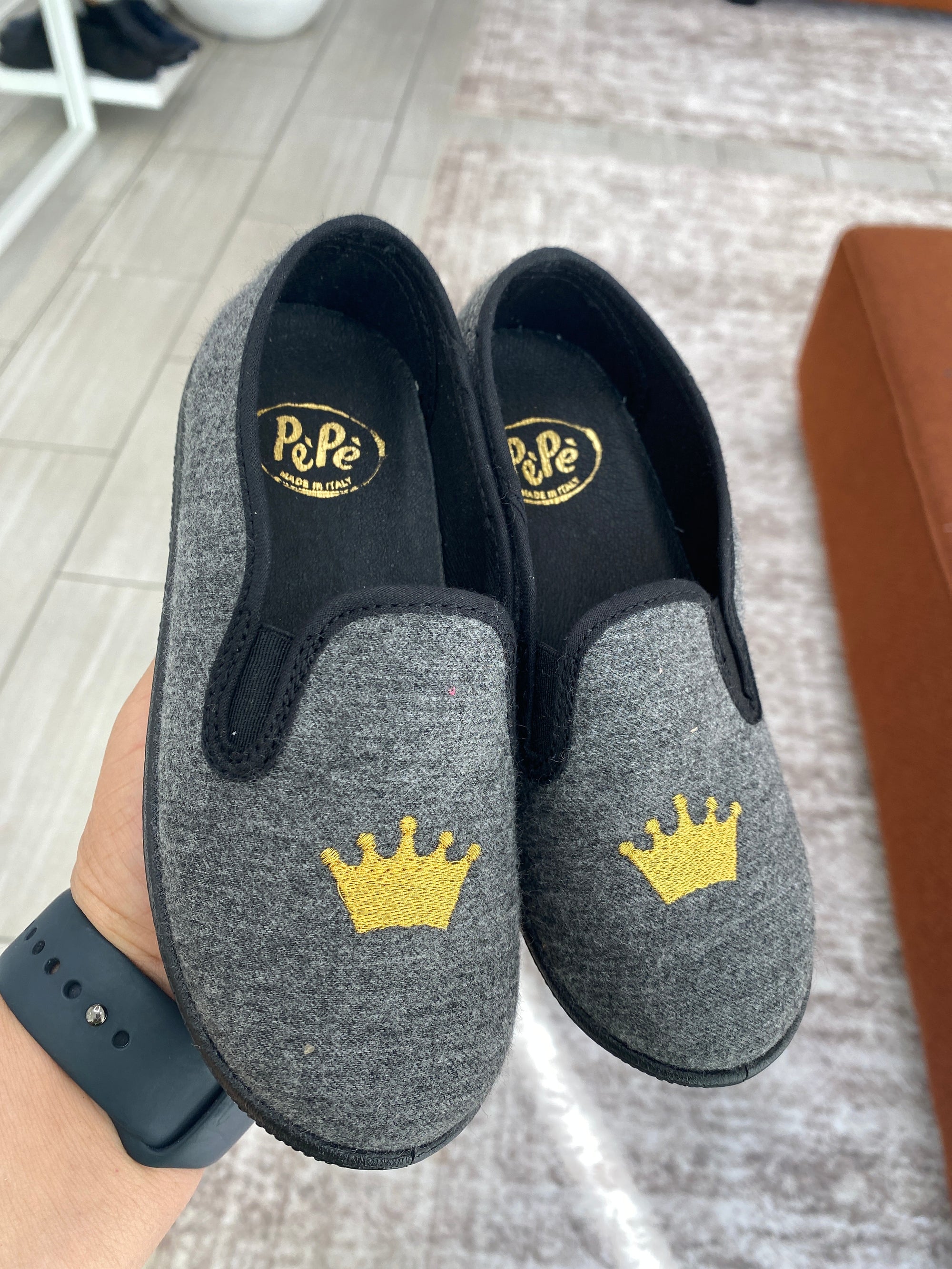 Pepe Gray Wool Crown Loafer-Tassel Children Shoes