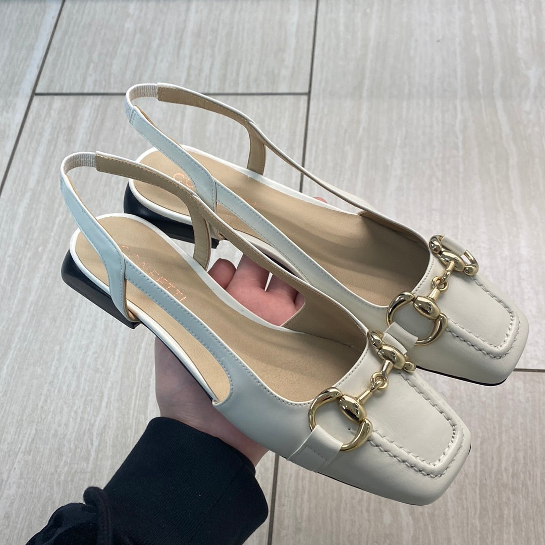 Confetti Buckle Square Toe Slingback-Tassel Children Shoes