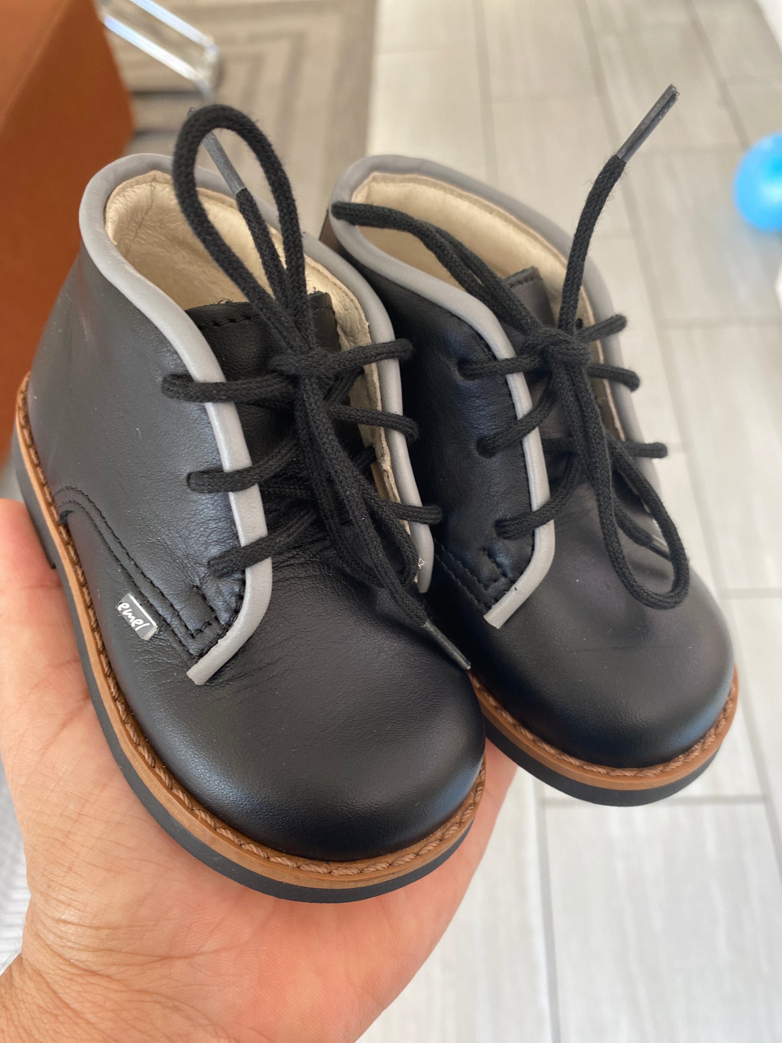 Emel Black and Gray Baby Bootie-Tassel Children Shoes