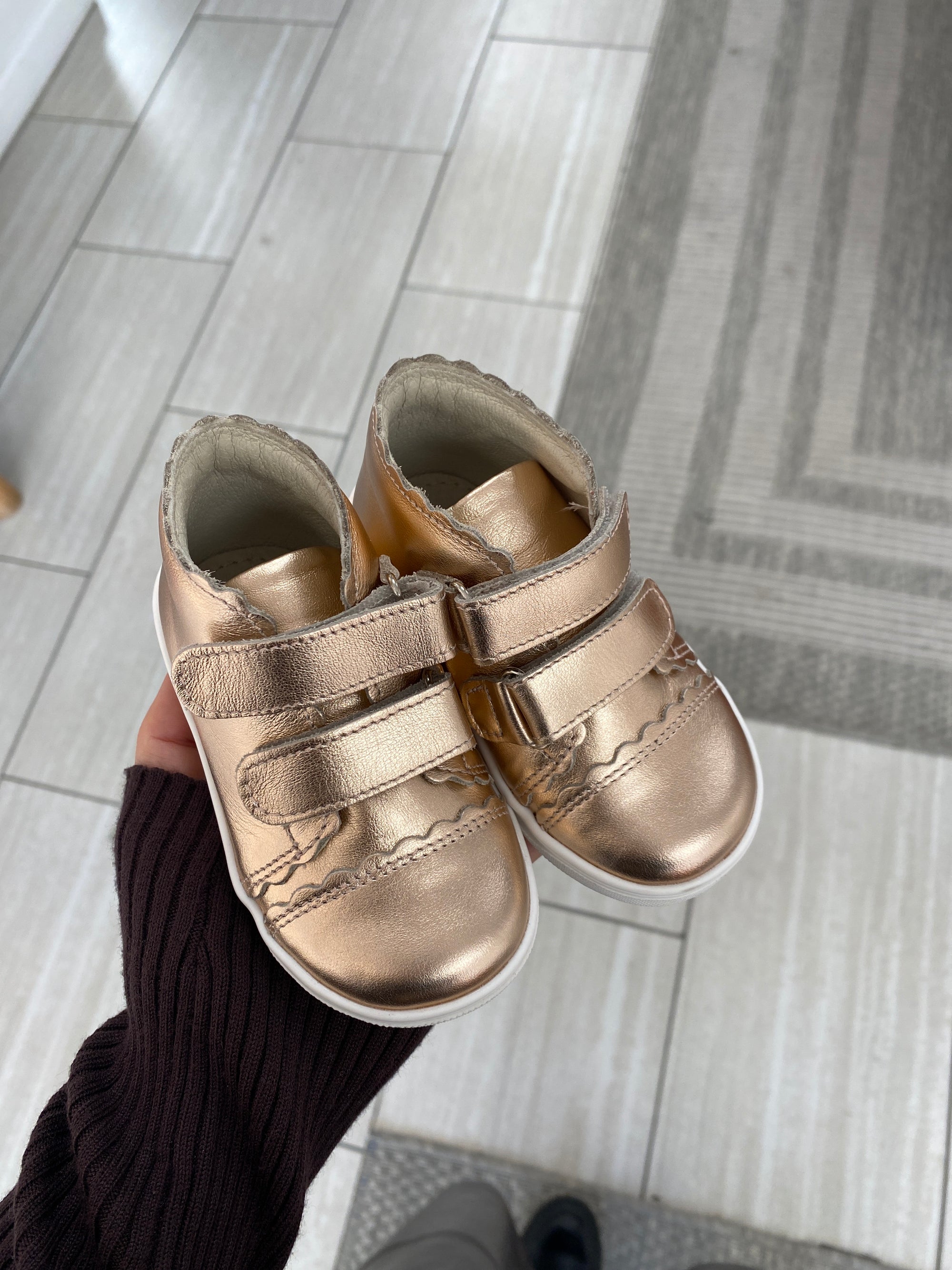 Emel Rose Gold Scalloped Baby Sneaker-Tassel Children Shoes