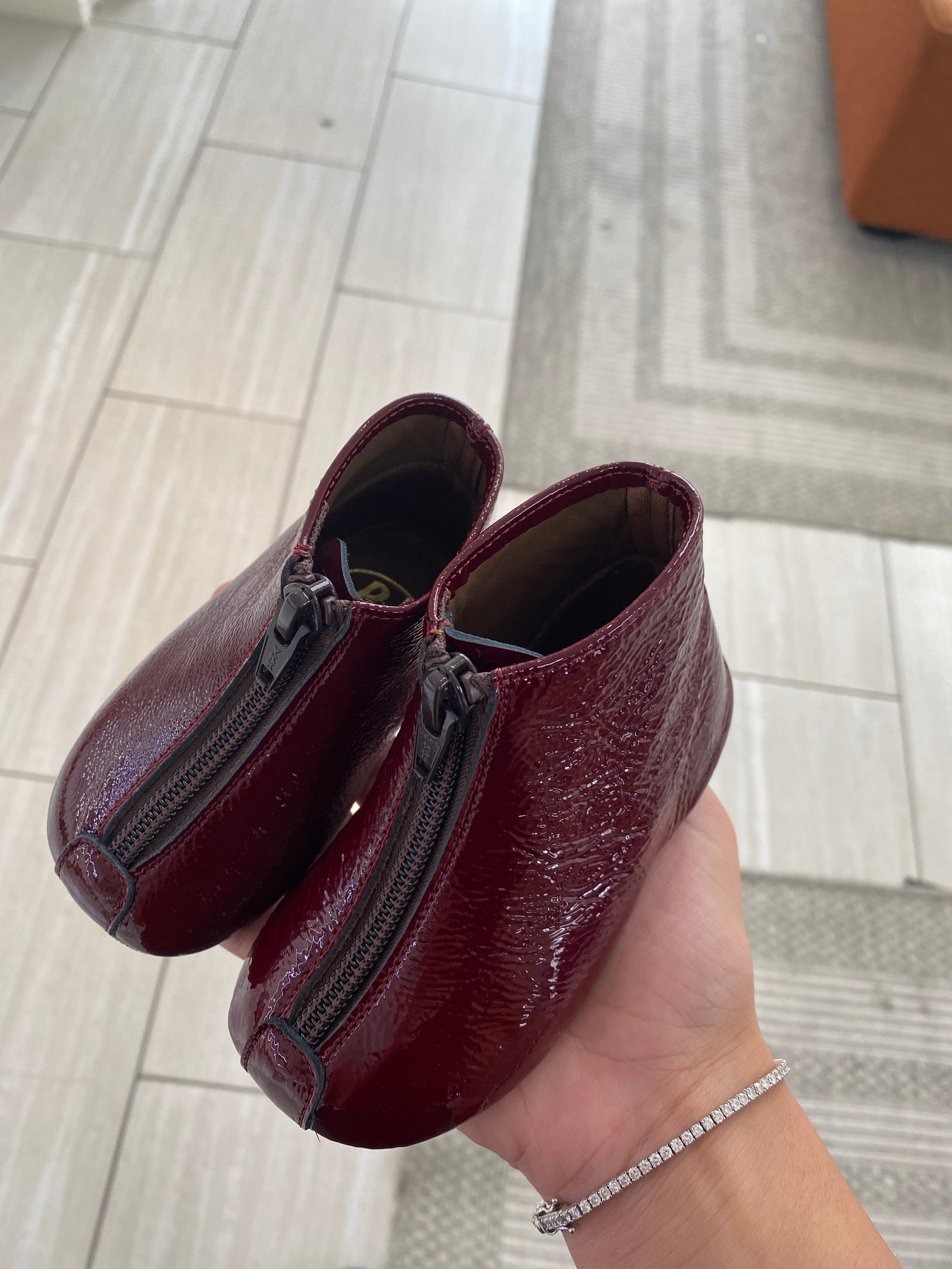 Pepe Burgundy Patent Zipper Bootie-Tassel Children Shoes