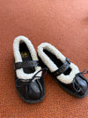 Pepe Black and Ivory Fur Buckle Shoe-Tassel Children Shoes