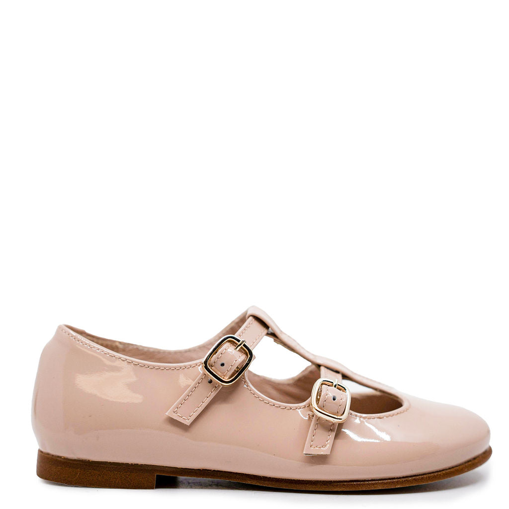 Beberlis Nude Patent Double Strap Mary Jane-Tassel Children Shoes