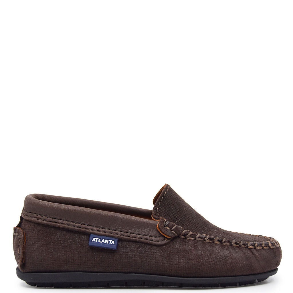 Atlanta Mocassin Brown Twill Loafer-Tassel Children Shoes