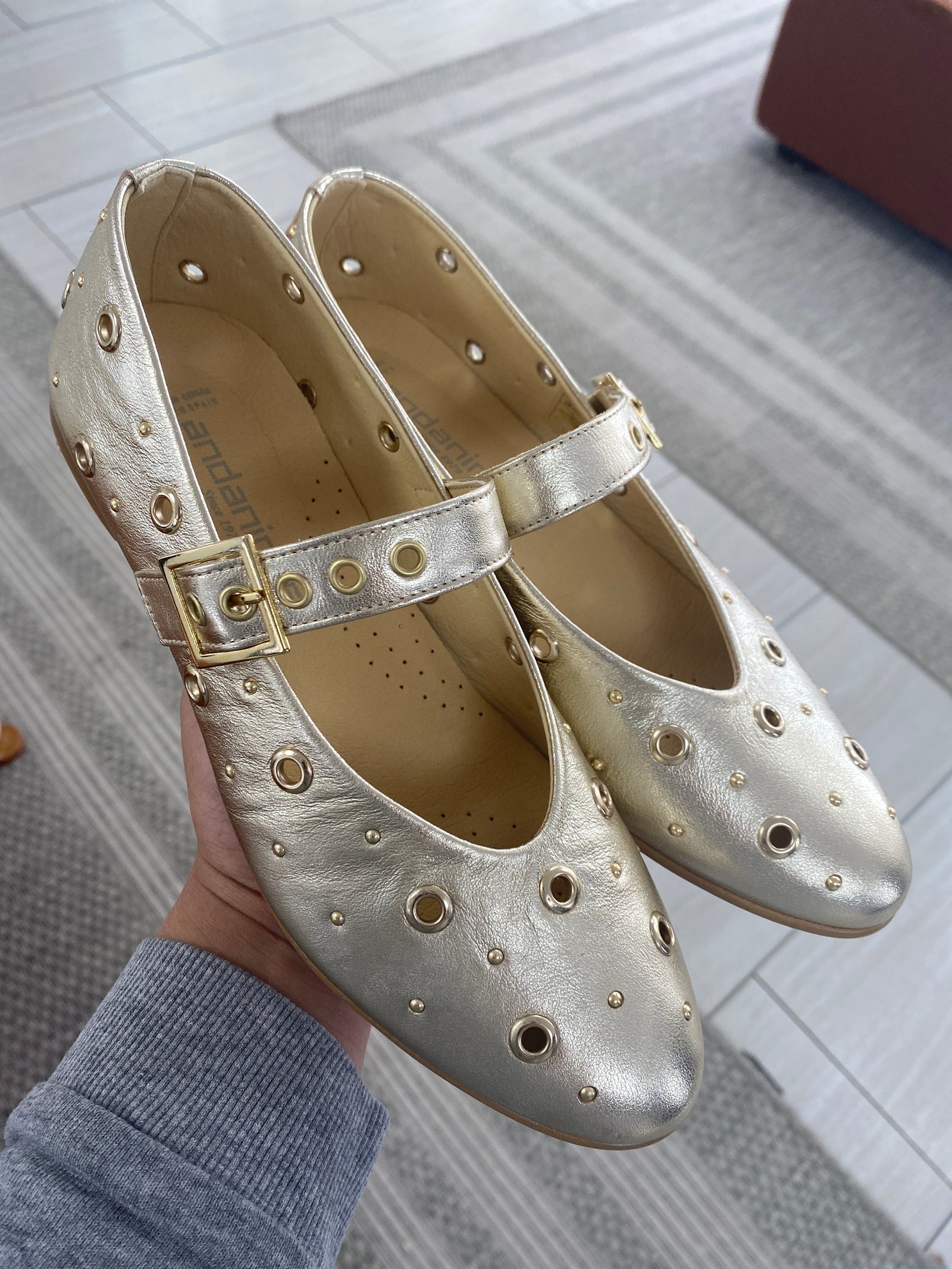 Andanines Champagne Grommet Mary Jane-Tassel Children Shoes