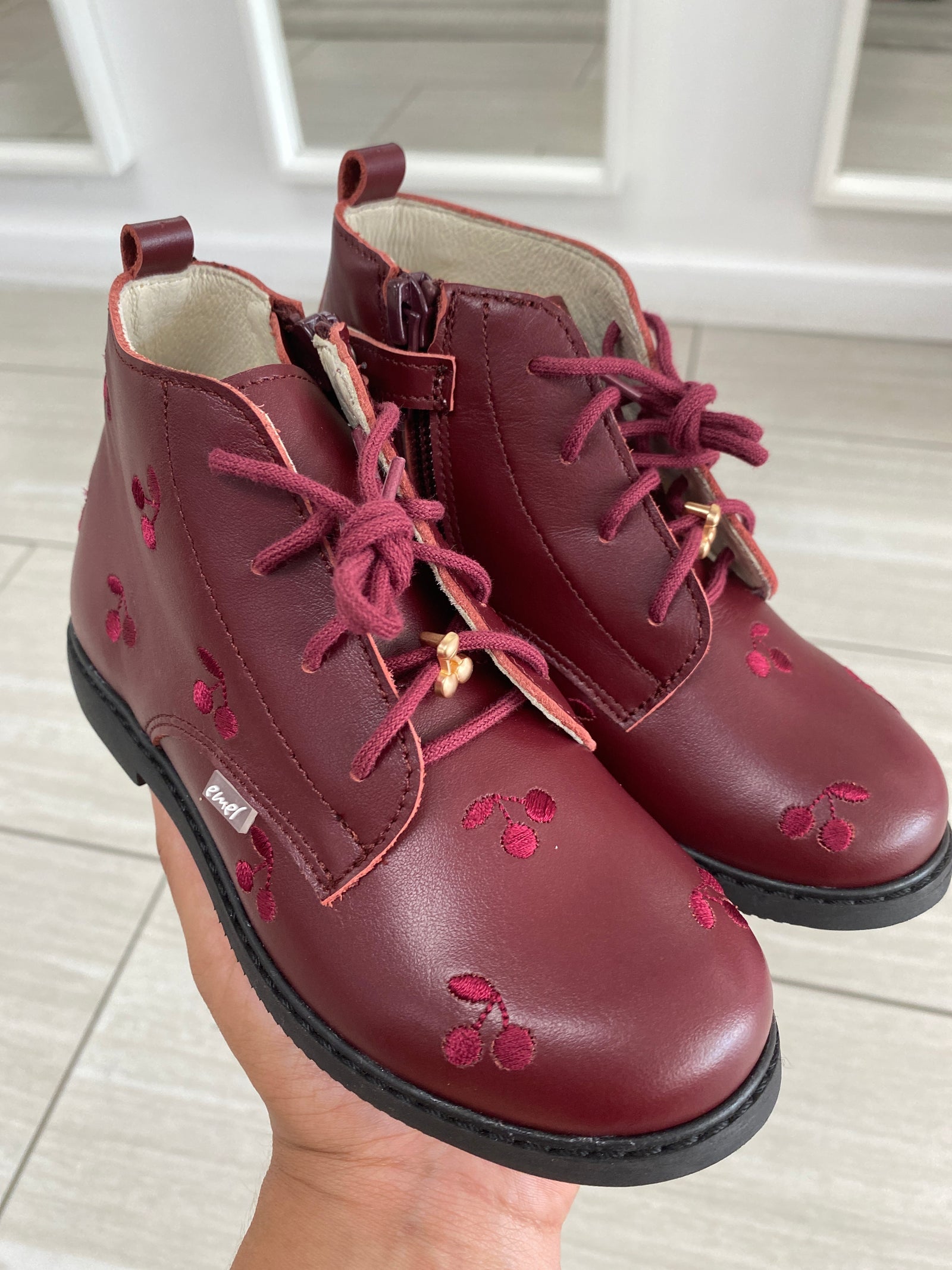 Emel Burgundy Cherry Boot-Tassel Children Shoes