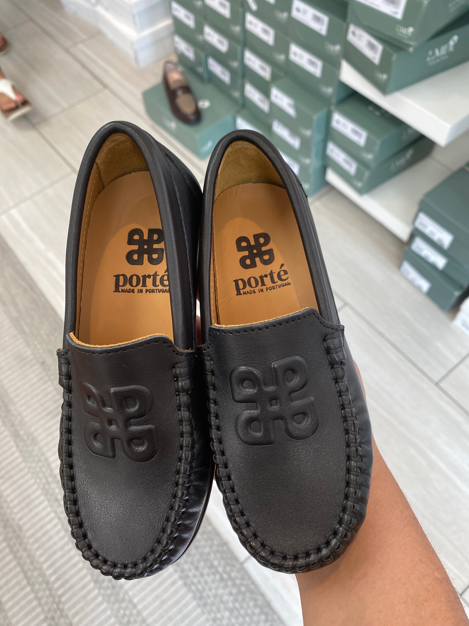 Porte Black Embossed Loafer-Tassel Children Shoes