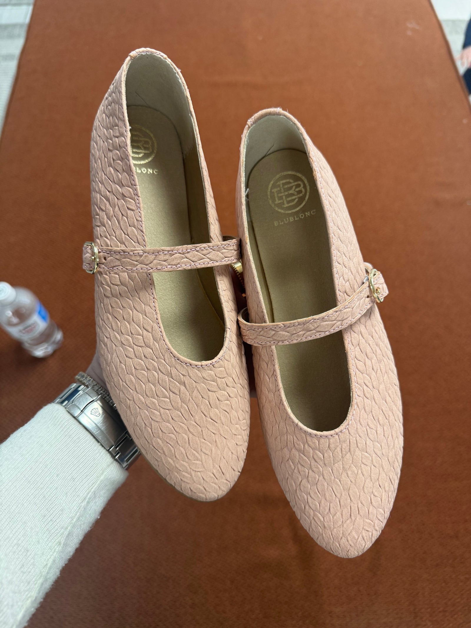 Blublonc Rose Stamped Strap Flat-Tassel Children Shoes