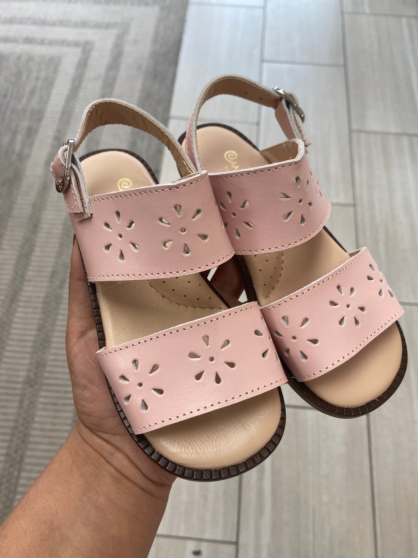 Papanatas Pink Cutout Sandal-Tassel Children Shoes