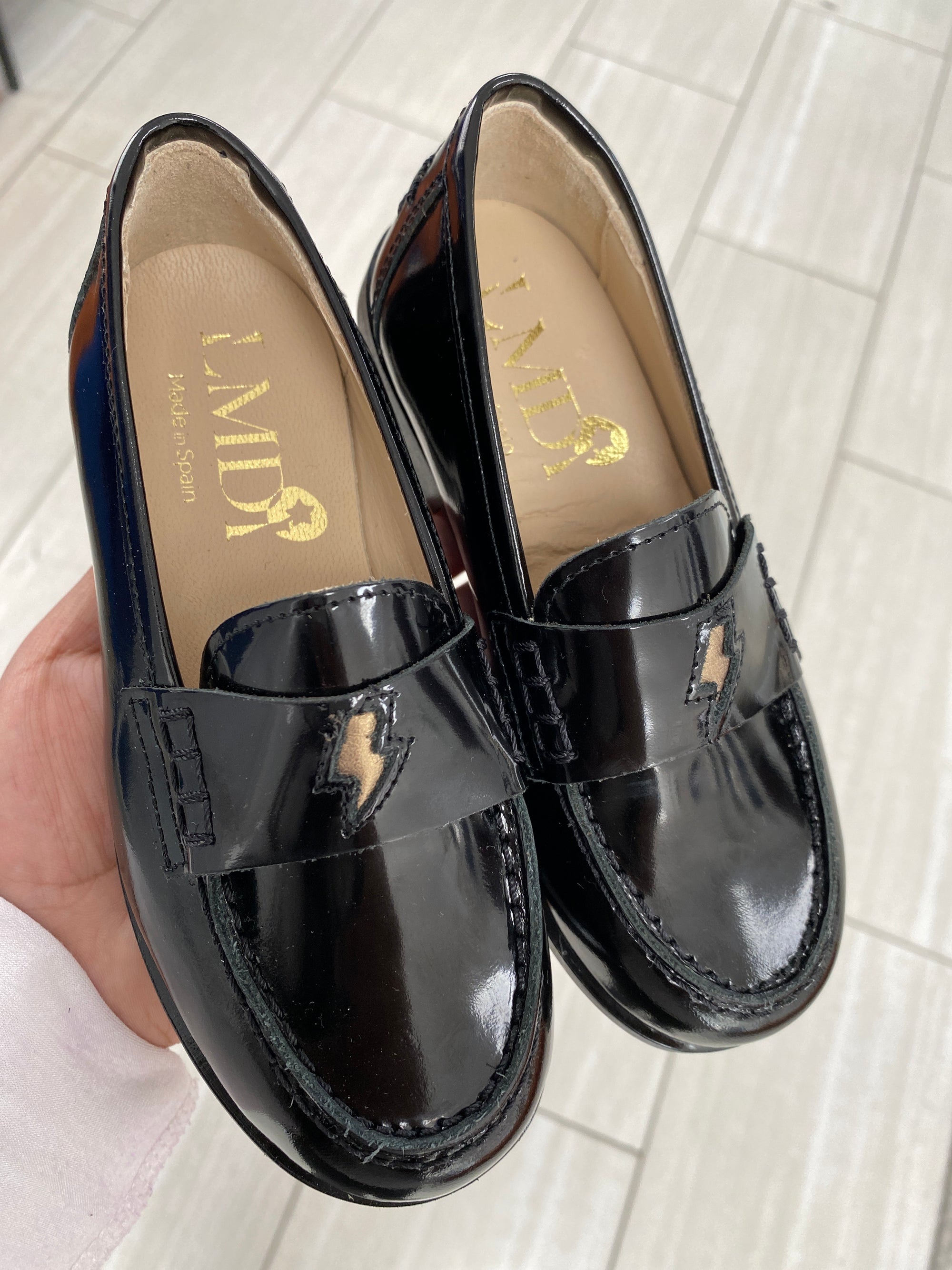 LMDI Black Florentic Lightening Loafer-Tassel Children Shoes
