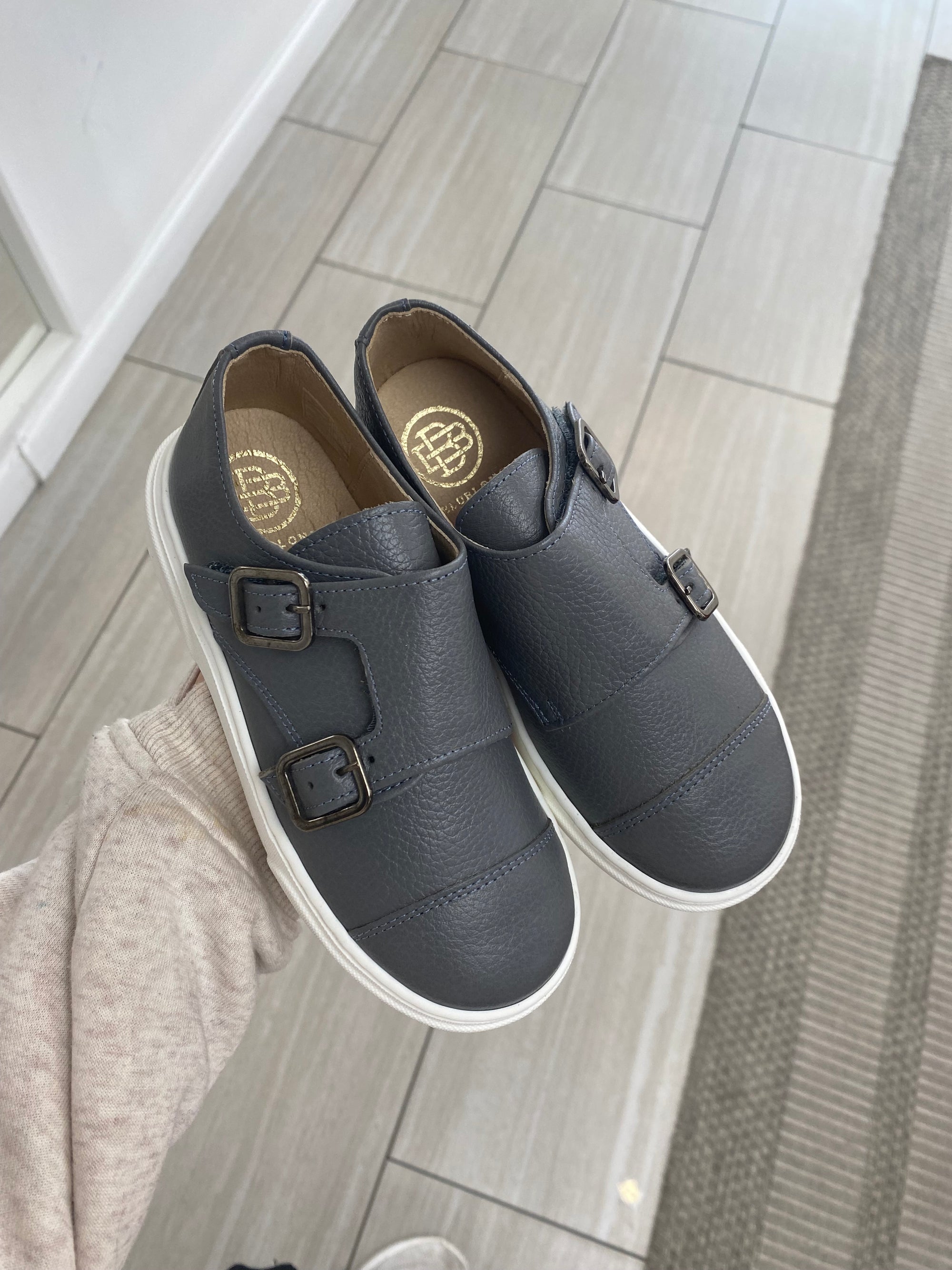 Blublonc Slate Gray Dress Sneaker-Tassel Children Shoes