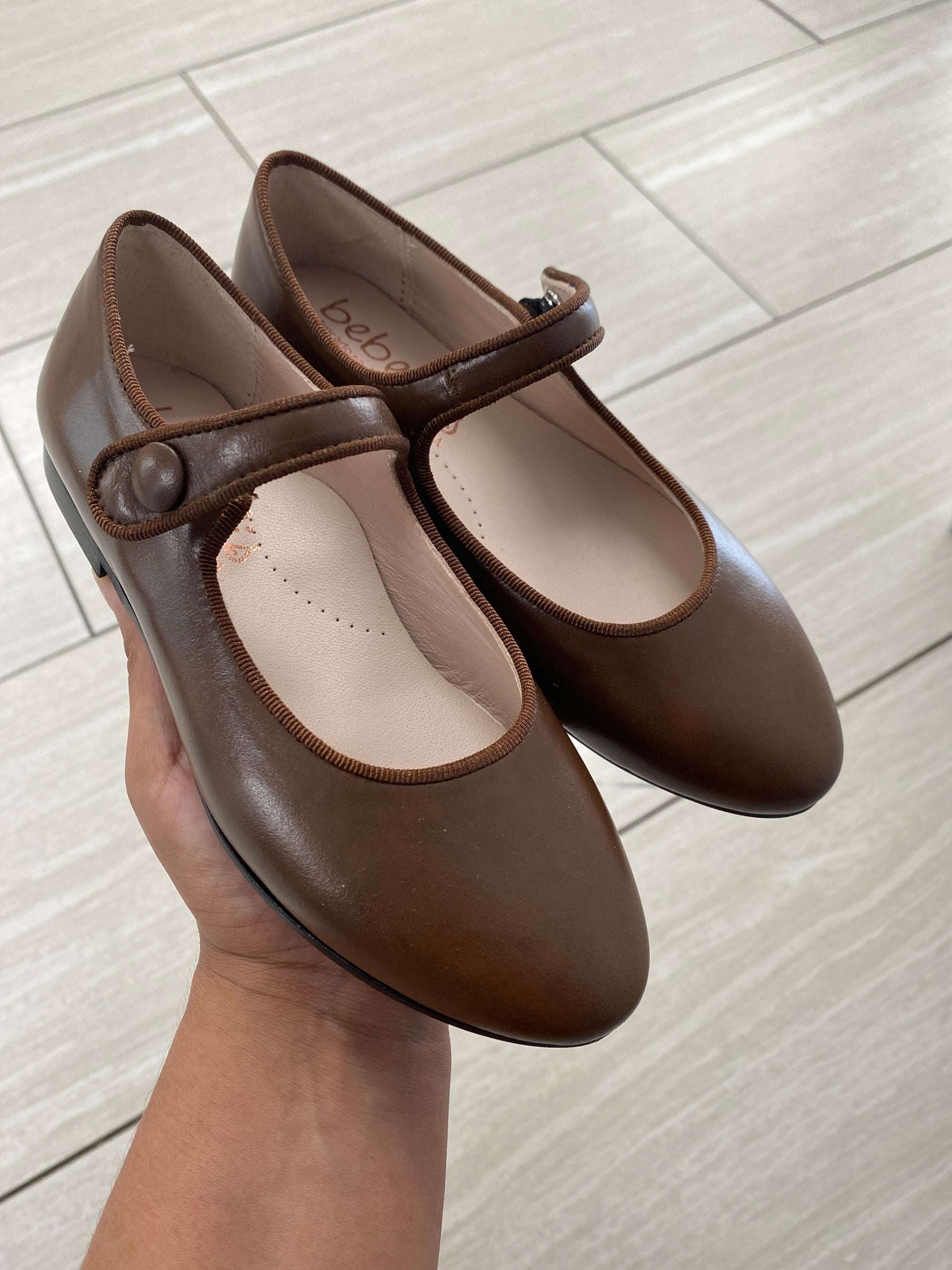 Beberlis Dark Brown Mary Jane-Tassel Children Shoes