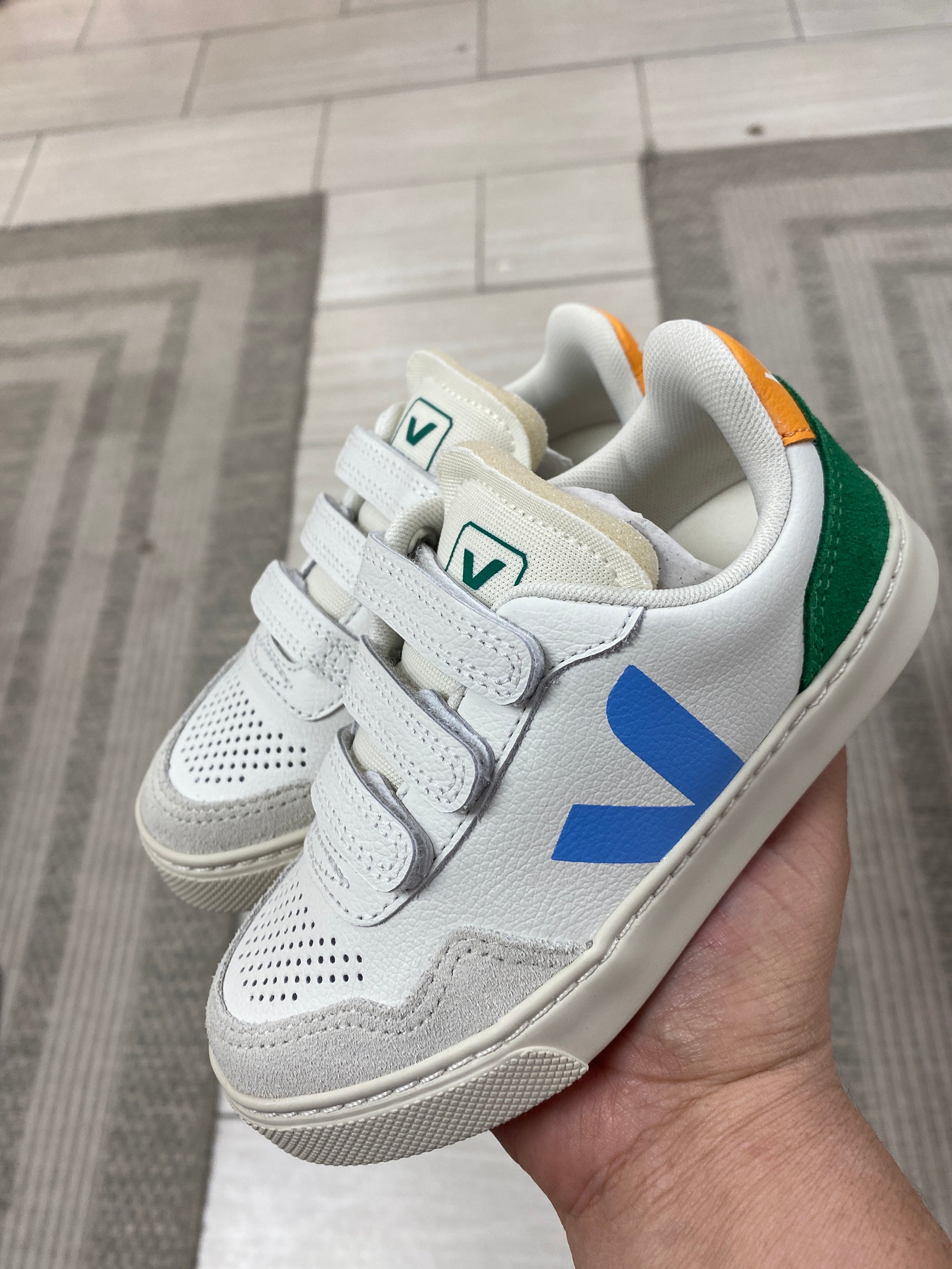 Veja Aqua Emeraude Velcro Sneaker-Tassel Children Shoes