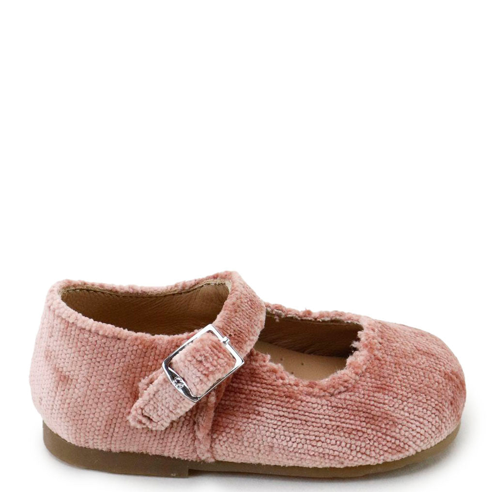 Papanatas Rosa Textured Velvet Baby Shoe-Tassel Children Shoes
