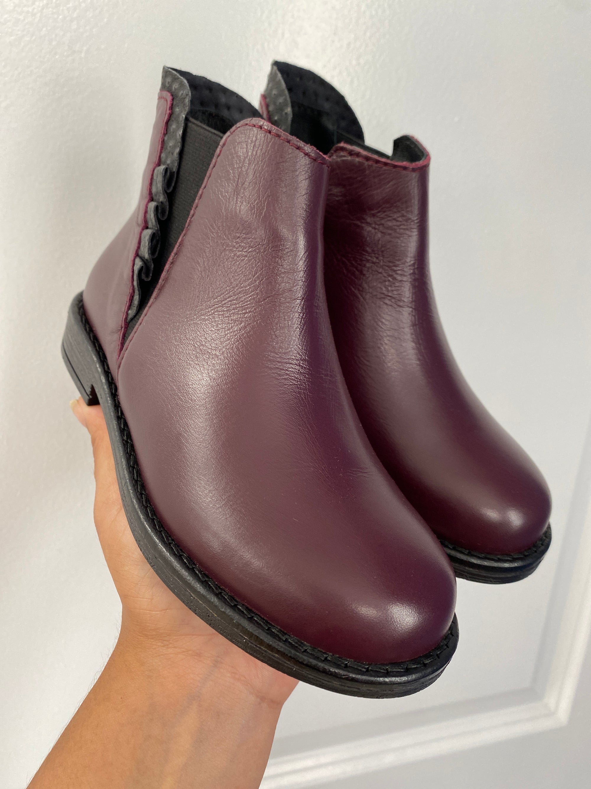 LMDI Wine Ruffle Slip On Boot-Tassel Children Shoes