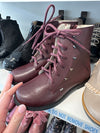 Emel Burgundy Heart Studded Boot-Tassel Children Shoes