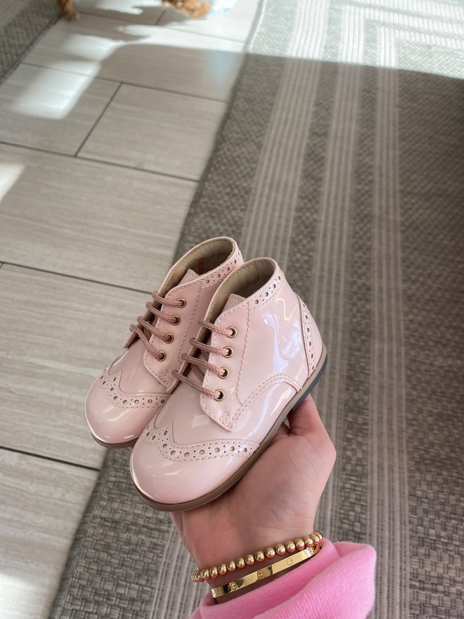 Beberlis Wingtip Pink Patent Bootie-Tassel Children Shoes
