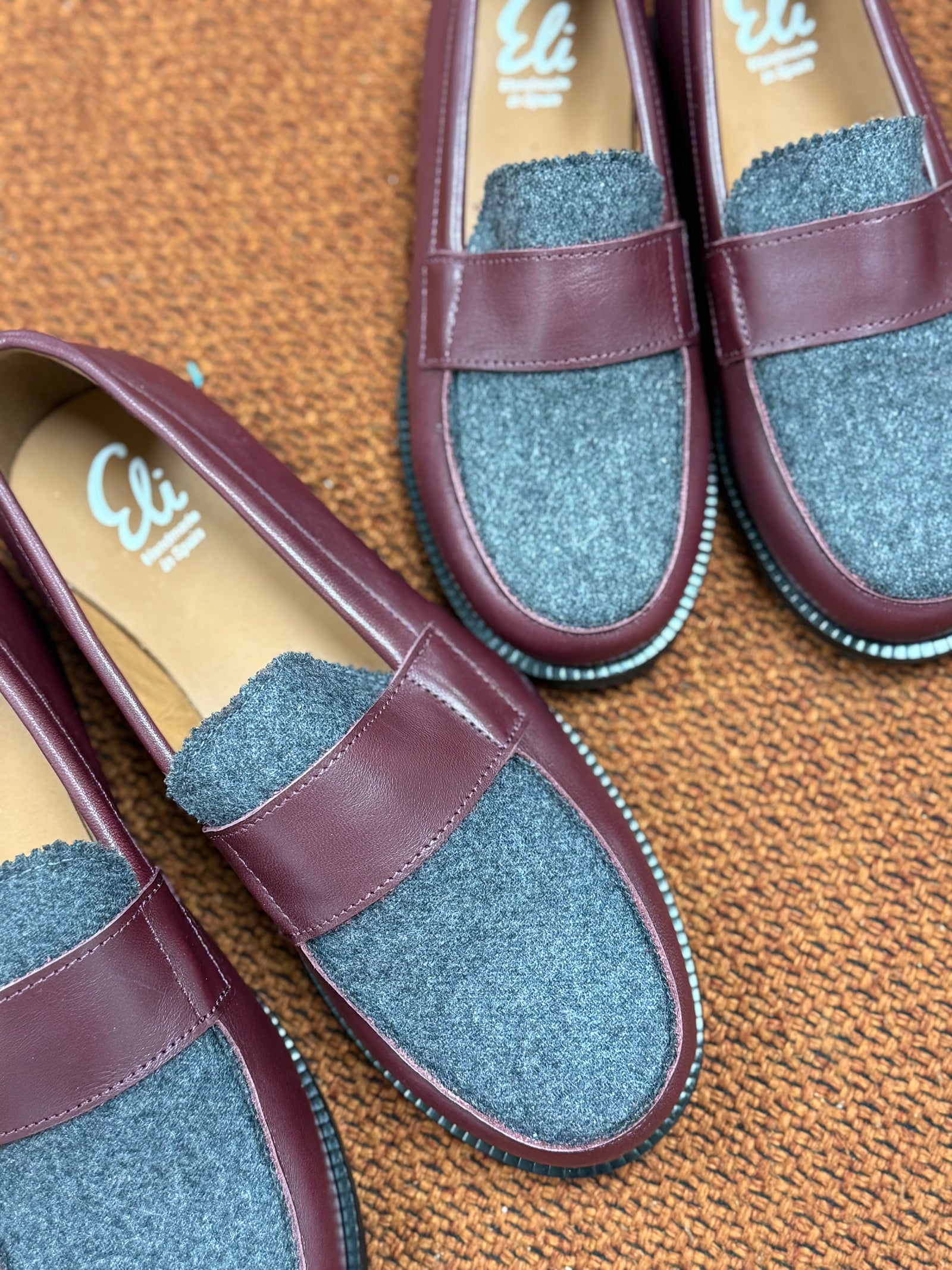 Papanatas Burdeos and Grey Wool Loafer-Tassel Children Shoes