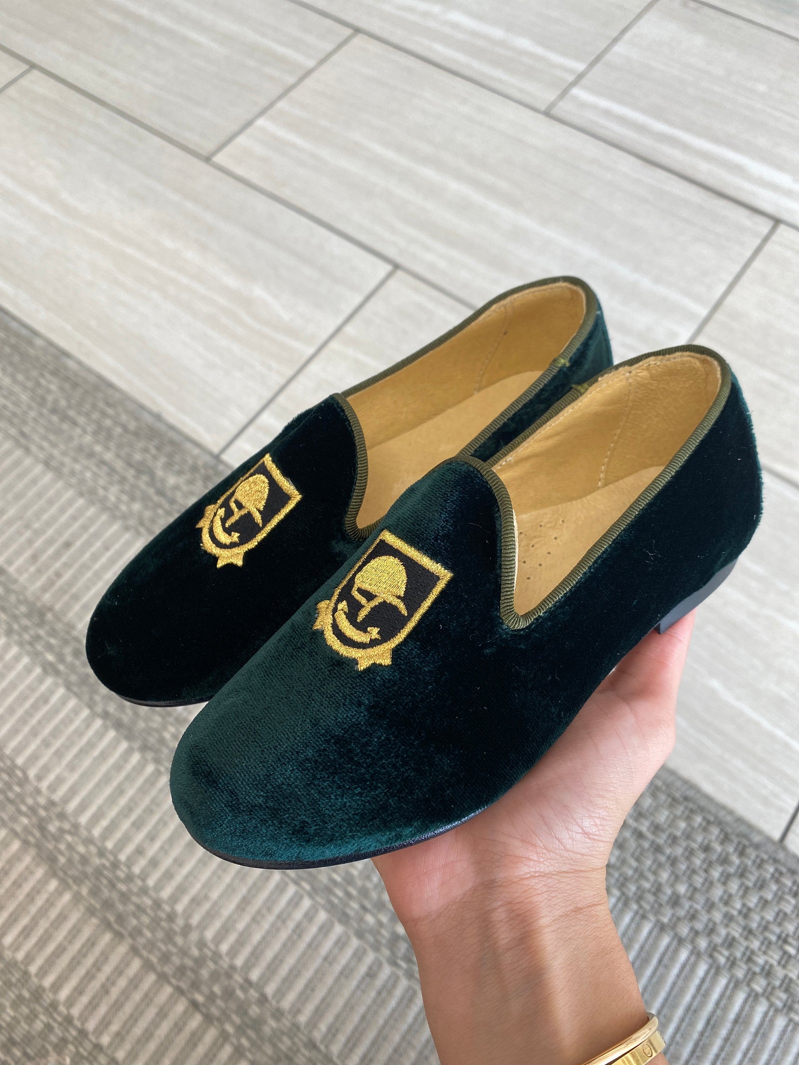 Spain+Co Hunter Velvet Embroidered Smoking Loafer-Tassel Children Shoes