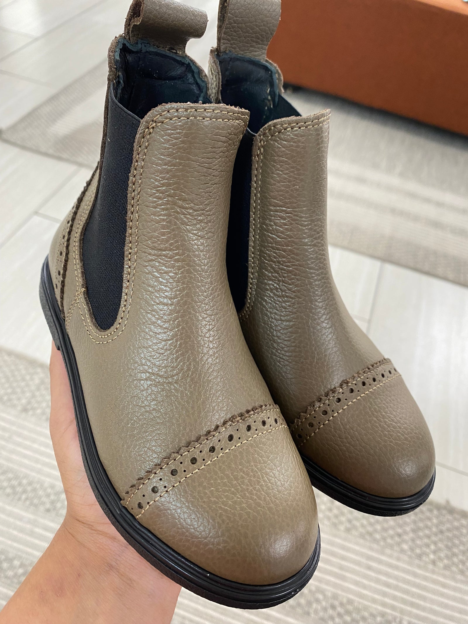 Blublonc Olive Taupe Elastic Boot-Tassel Children Shoes