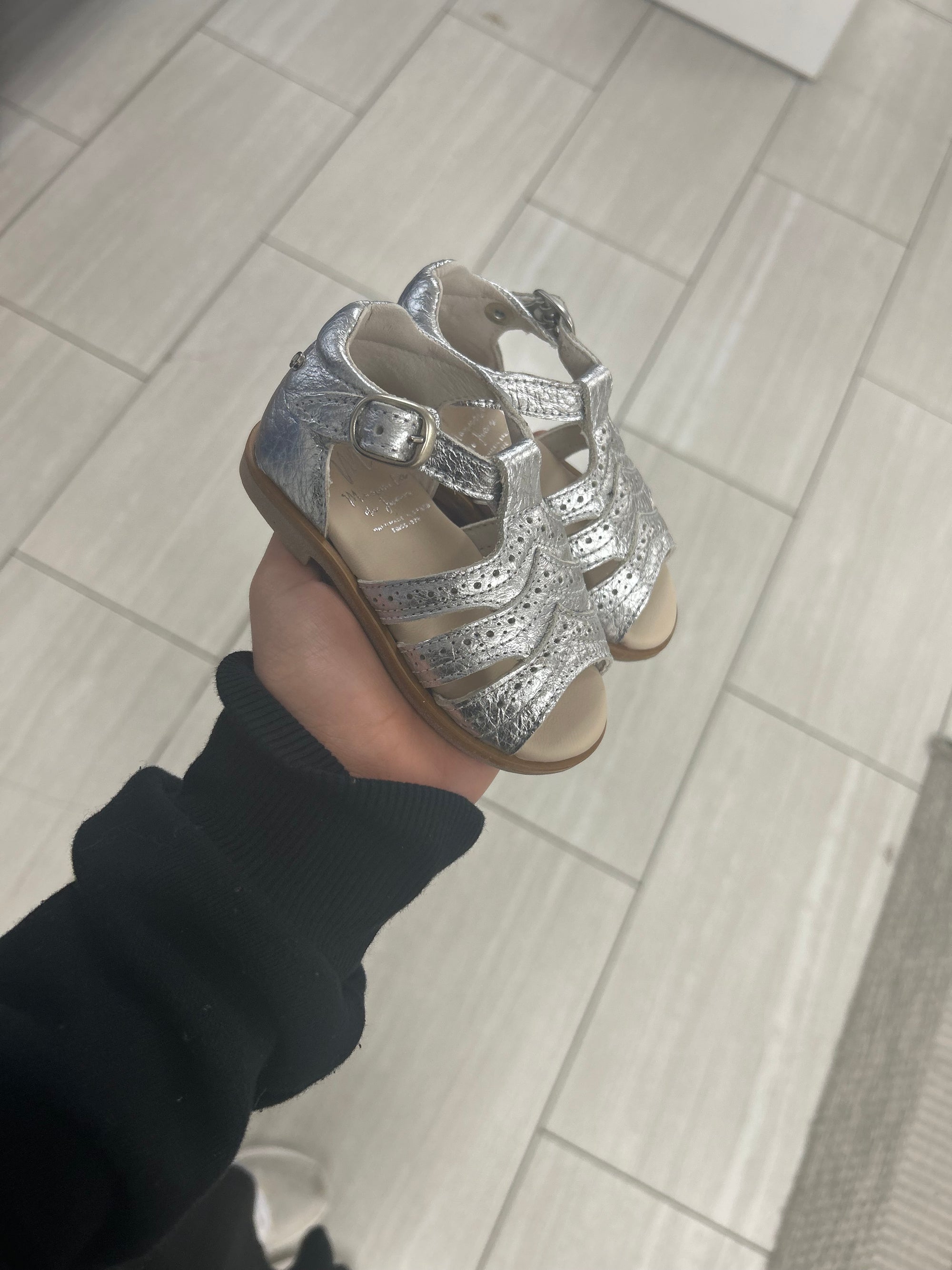 Manuela Silver Chevron Baby Sandal-Tassel Children Shoes