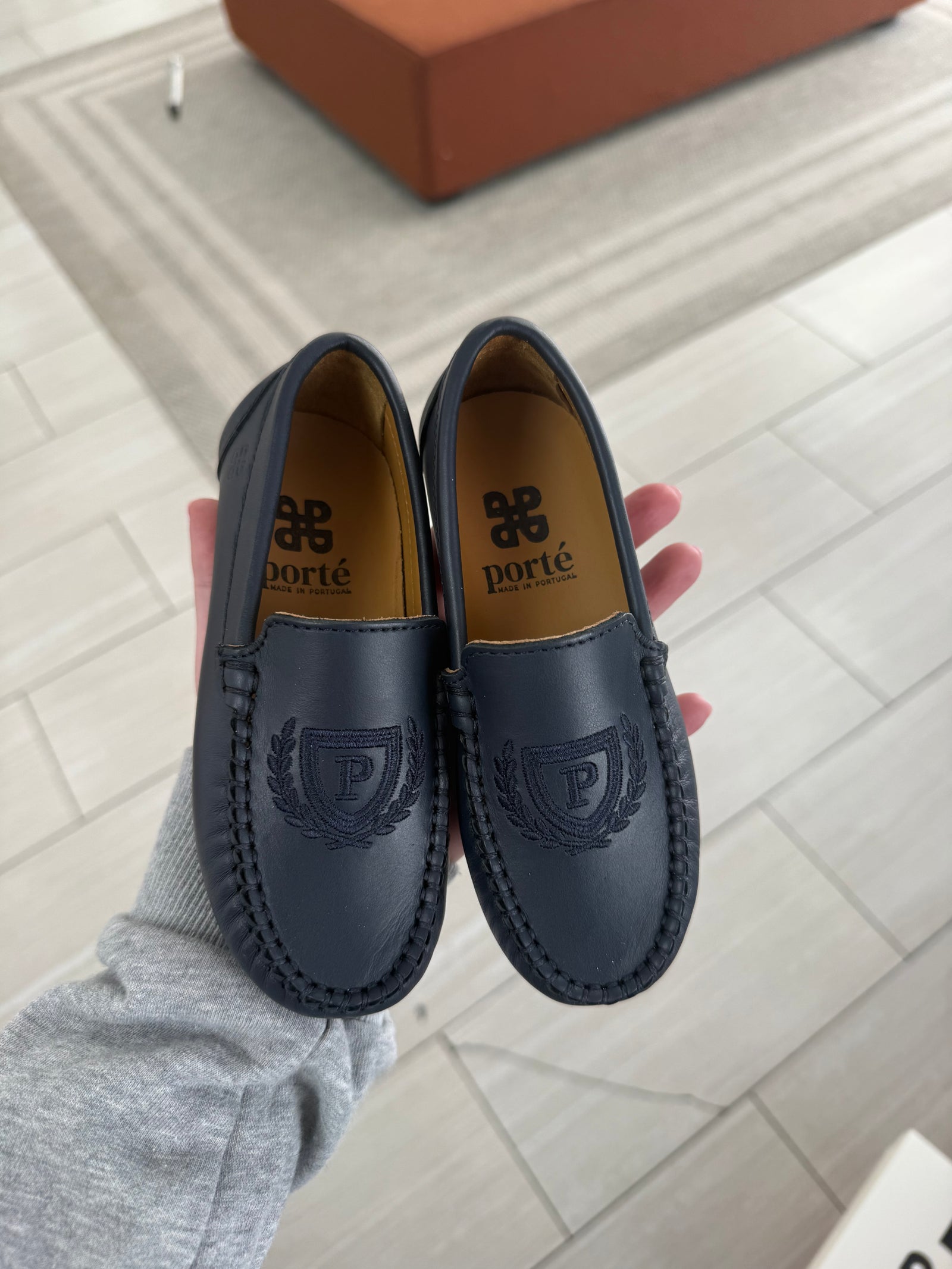 Porte Navy Crest Loafer-Tassel Children Shoes