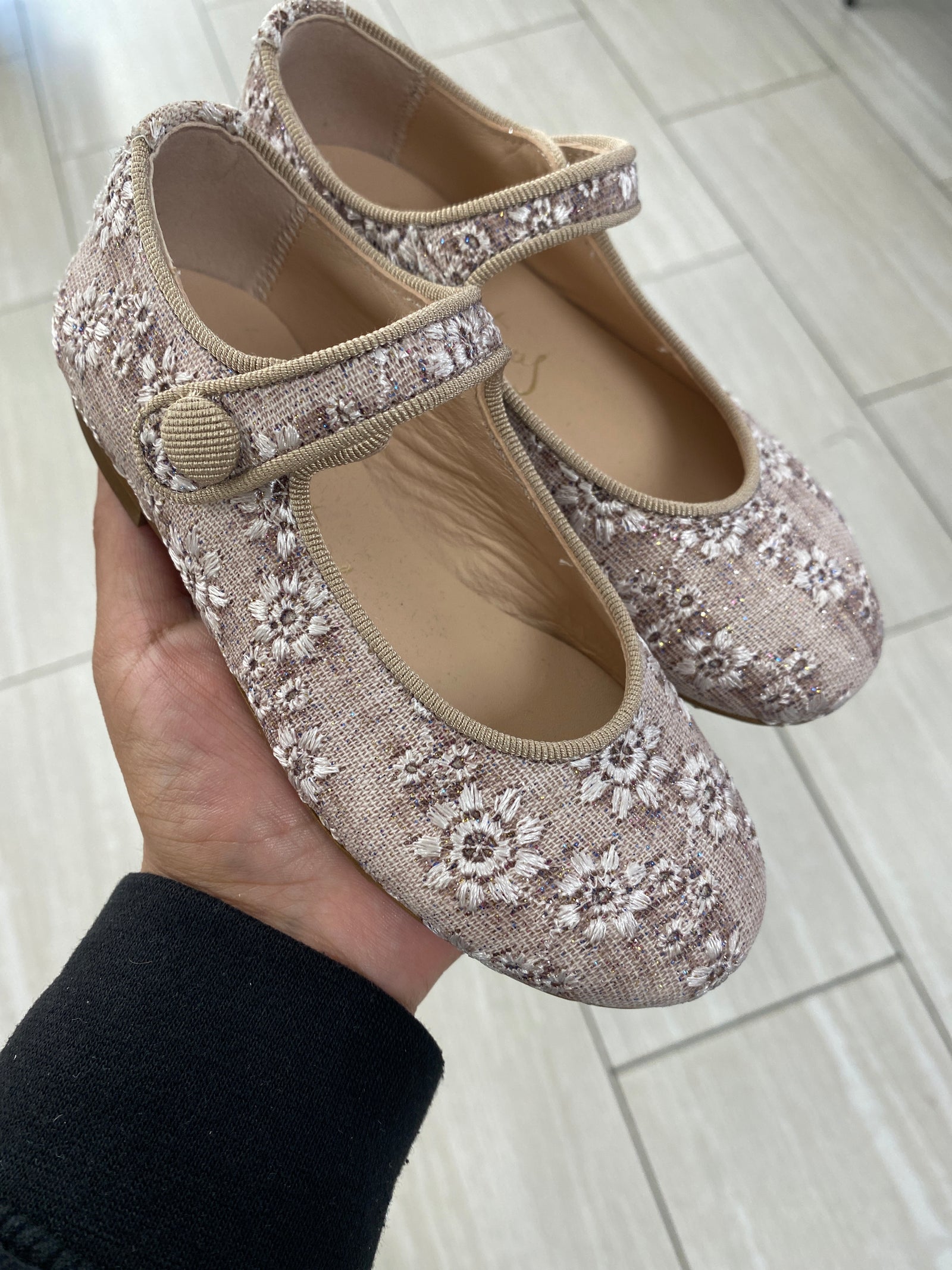 Papanatas Pale Rose Floral Mary Jane-Tassel Children Shoes