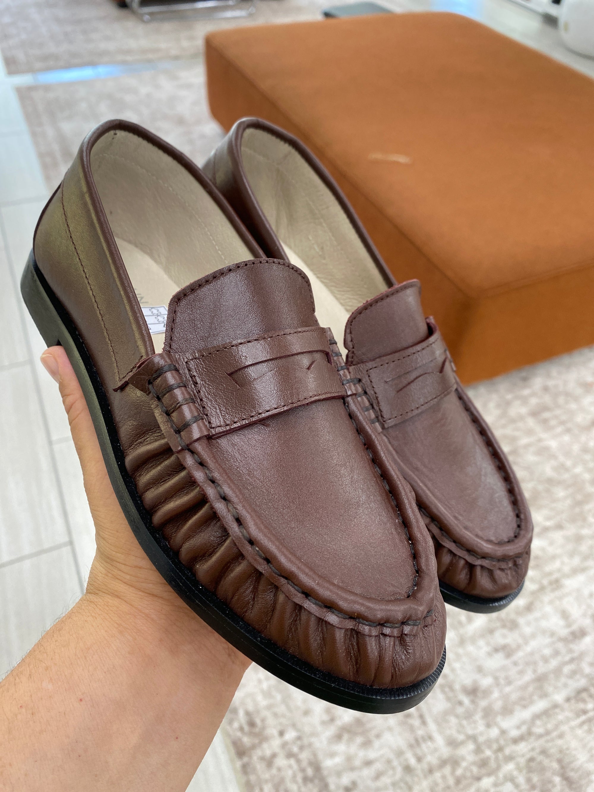 Spain+Co Brown Ruffle Penny Loafer-Tassel Children Shoes
