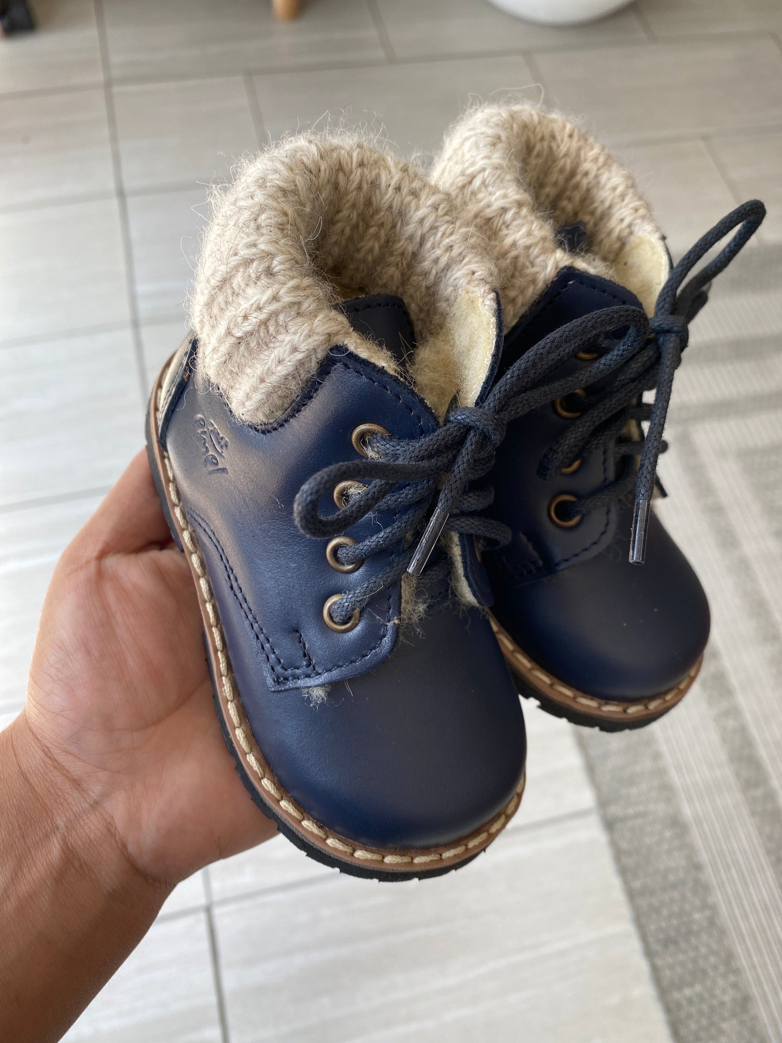 Emel Navy Sweater Baby Boot-Tassel Children Shoes
