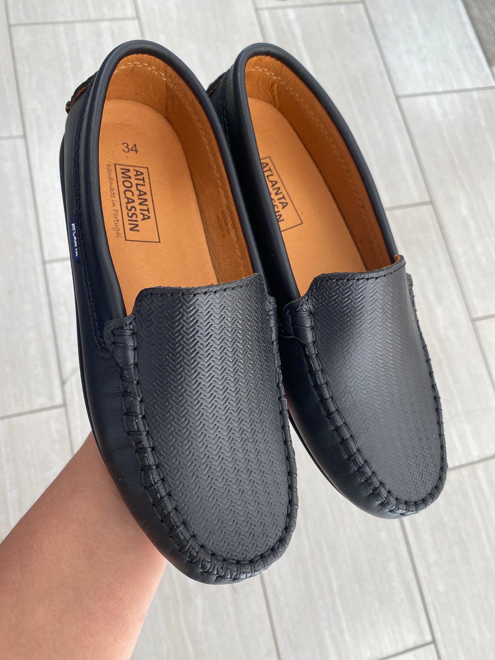 Atlanta Mocassin Black Pressed Loafer-Tassel Children Shoes