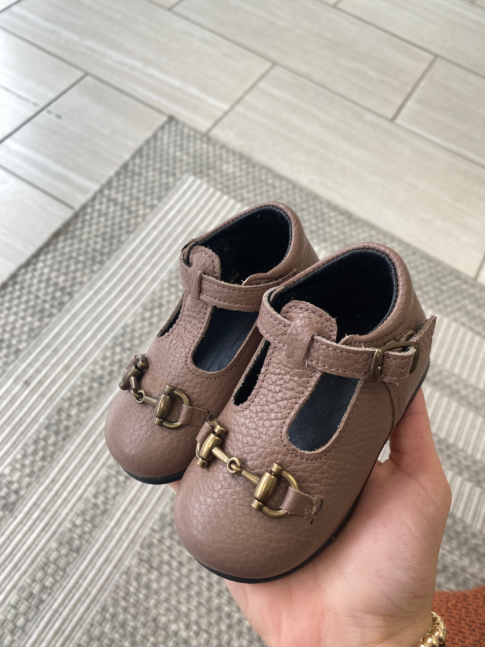 Blublonc Dusty Pink T Strap Baby Shoe-Tassel Children Shoes
