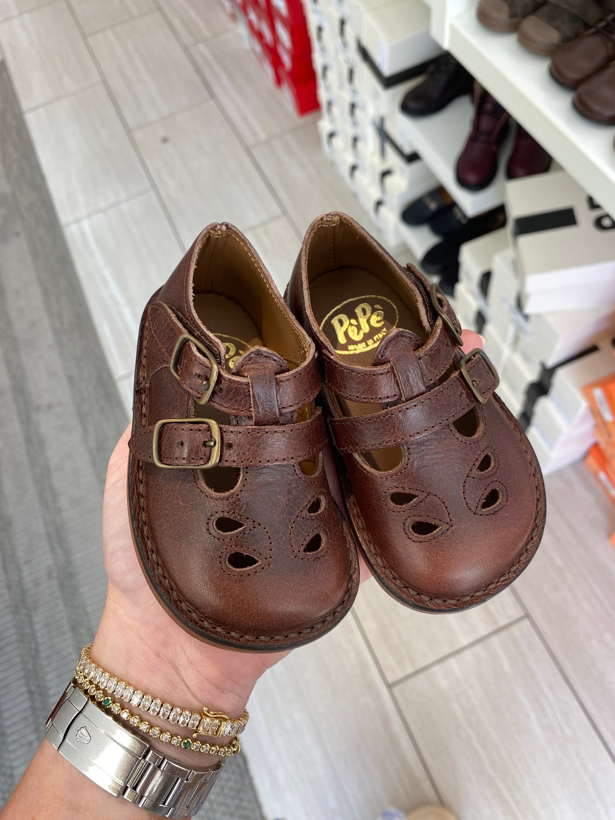 Pepe Espresso Vintage T Strap Loafer-Tassel Children Shoes