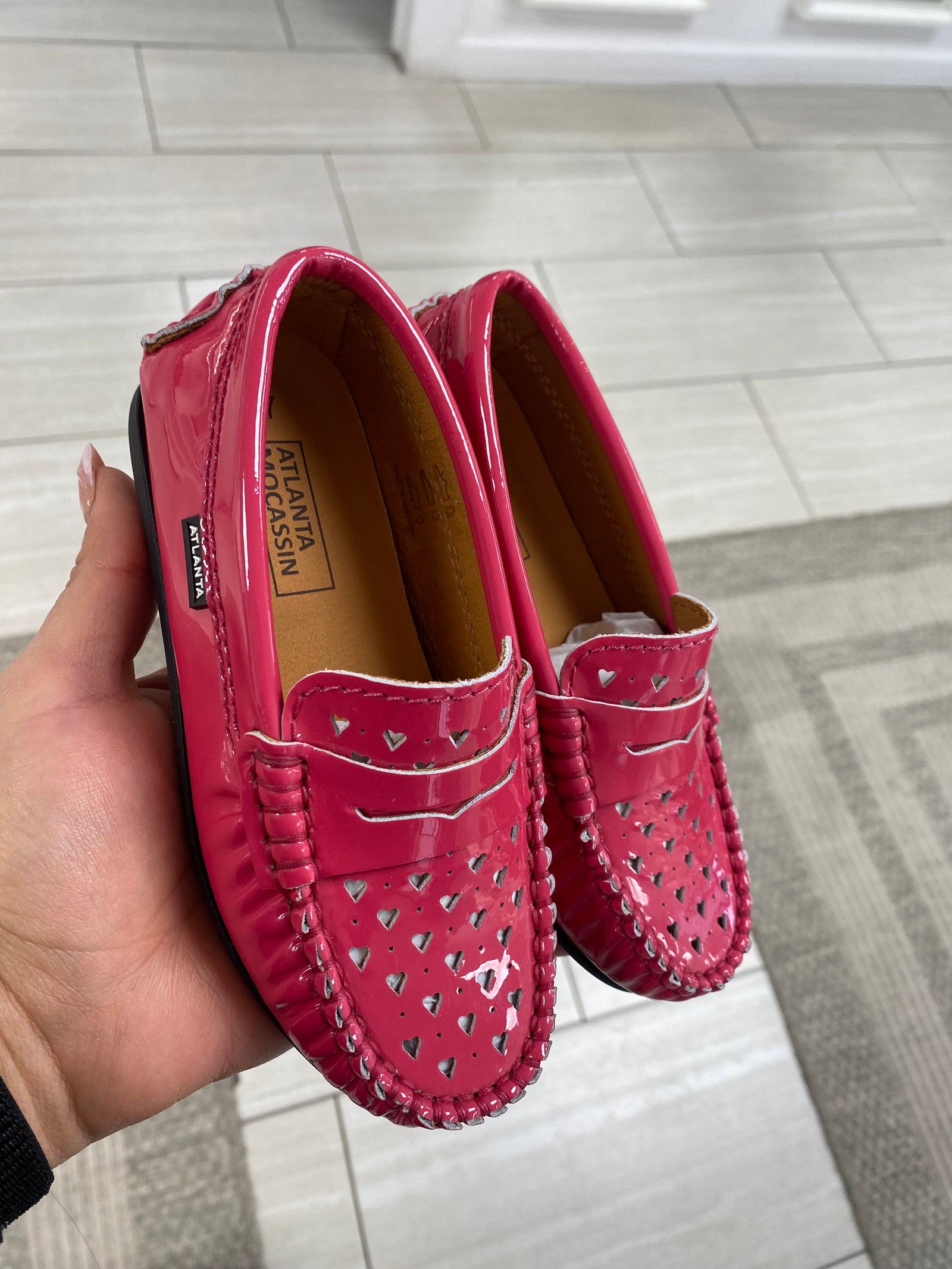 Atlanta Mocassin Fuschia Patent Heart Penny Loafer-Tassel Children Shoes