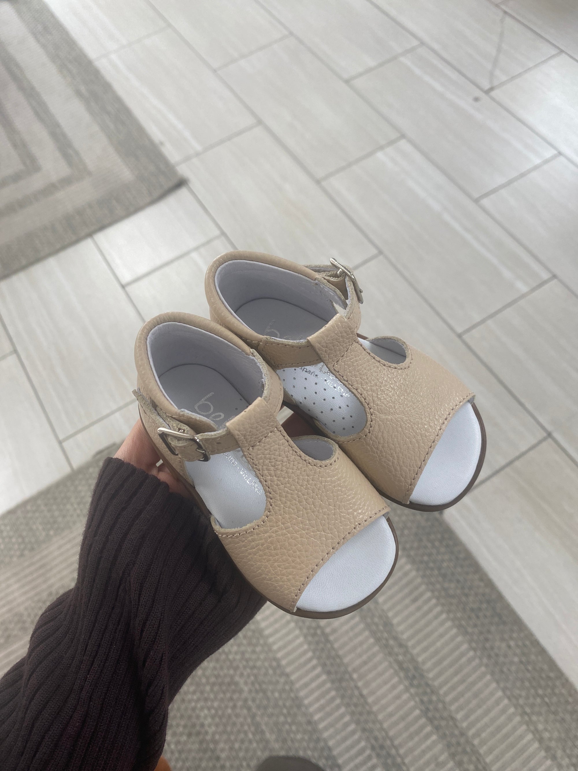 Beberlis Nude Pebbled Baby Sandal-Tassel Children Shoes
