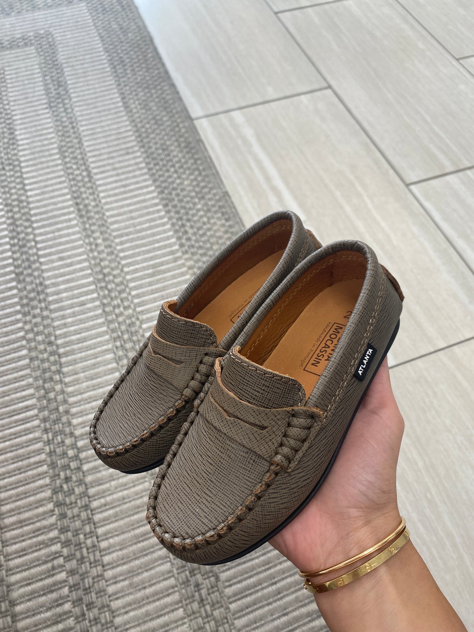 Atlanta Mocassin Safiano Taupe Penny Loafer-Tassel Children Shoes