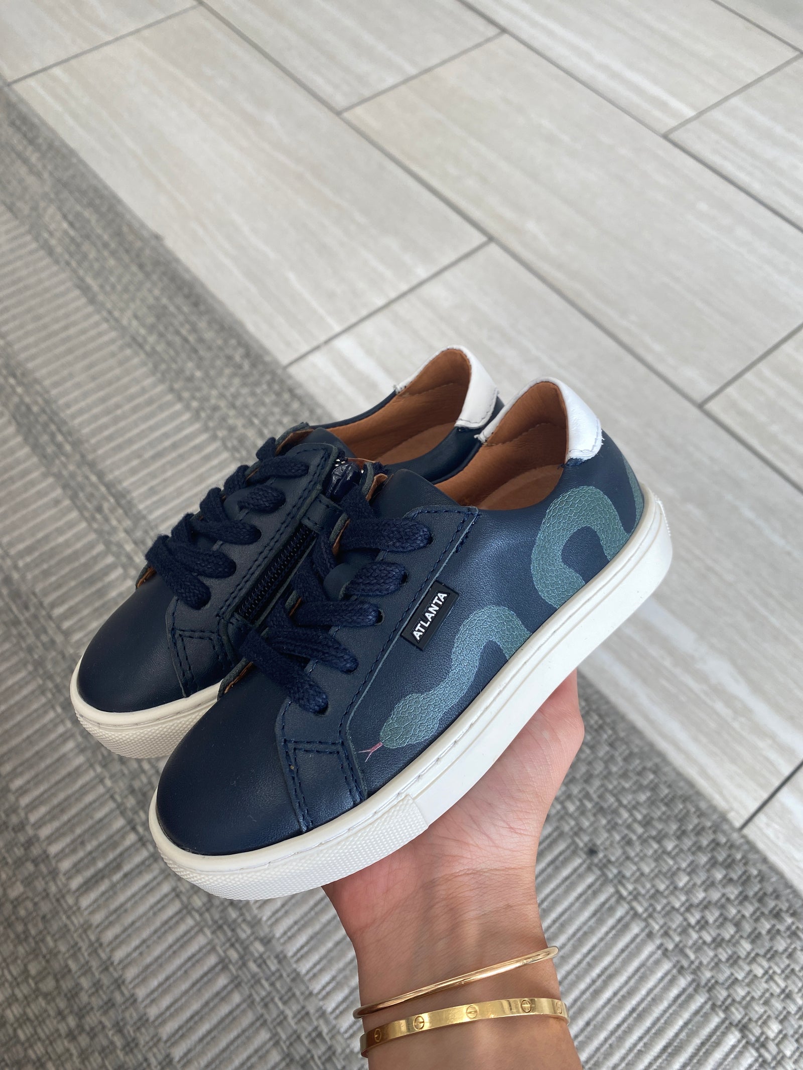 Atlanta Mocassin Navy Snake Sneaker-Tassel Children Shoes