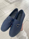 old Blublonc Navy Pebbled Buckle Dress Shoe-Tassel Children Shoes