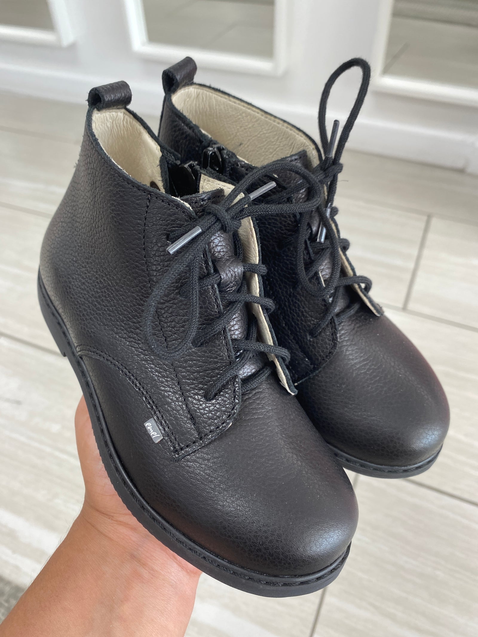 Emel Black Pebbled Boot-Tassel Children Shoes