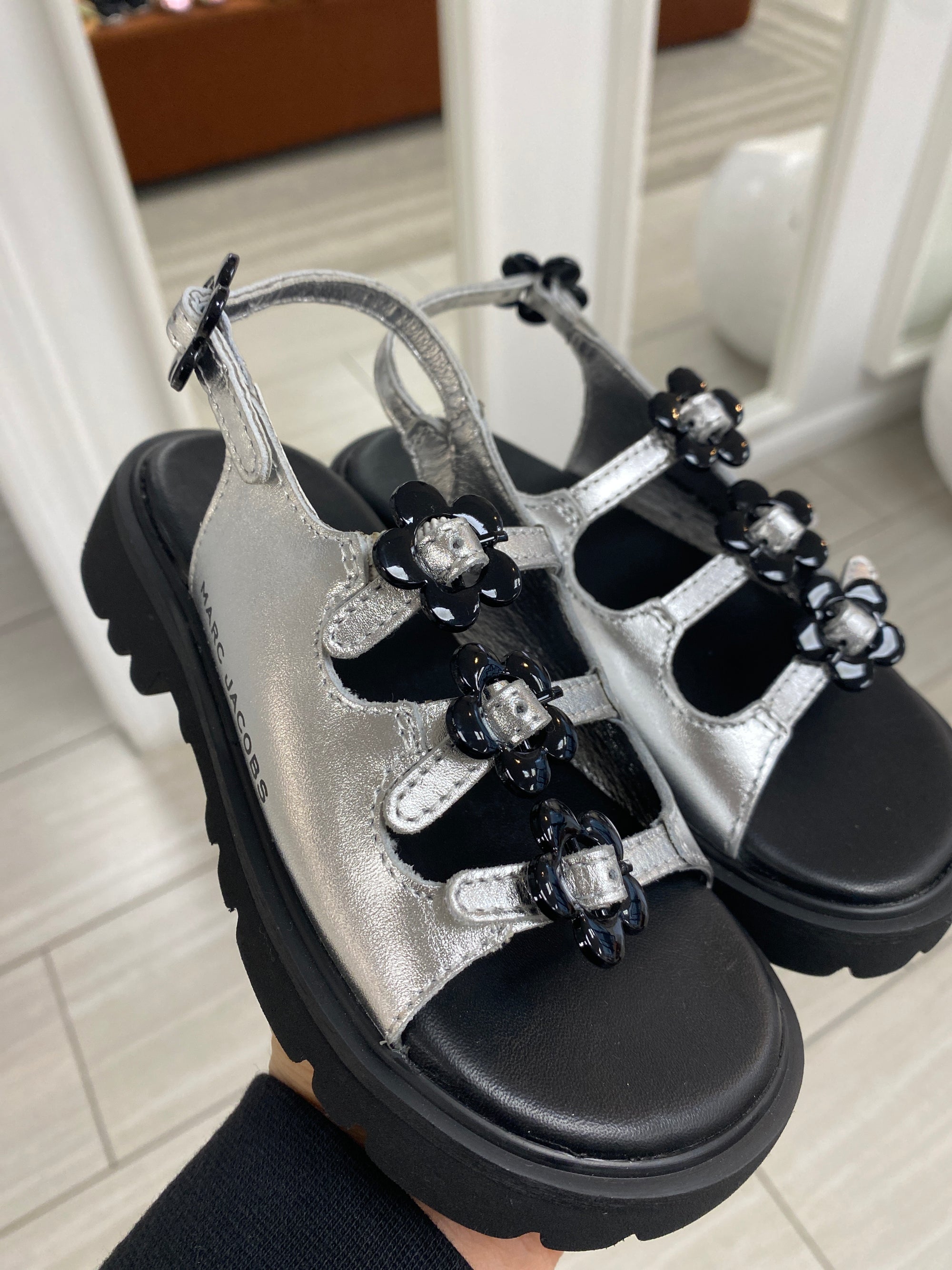 Marc Jacobs Silver Daisy Sandal-Tassel Children Shoes