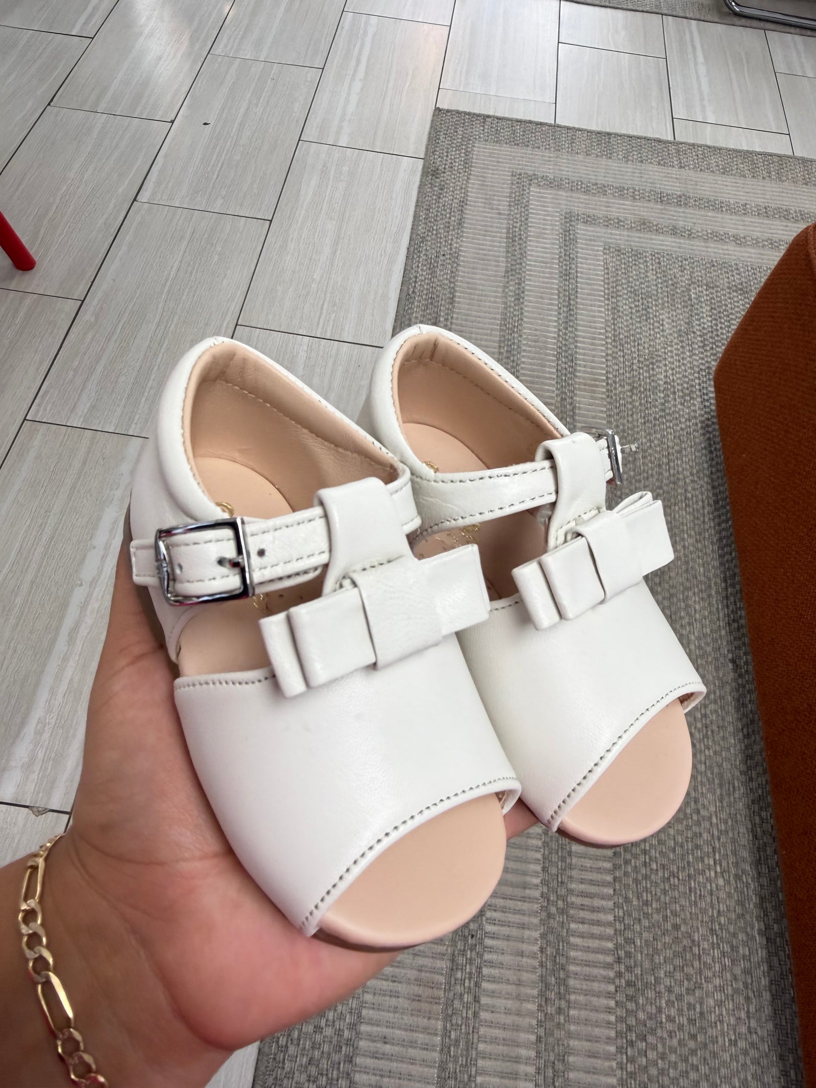 Papanatas Cream Bow Baby Sandal-Tassel Children Shoes