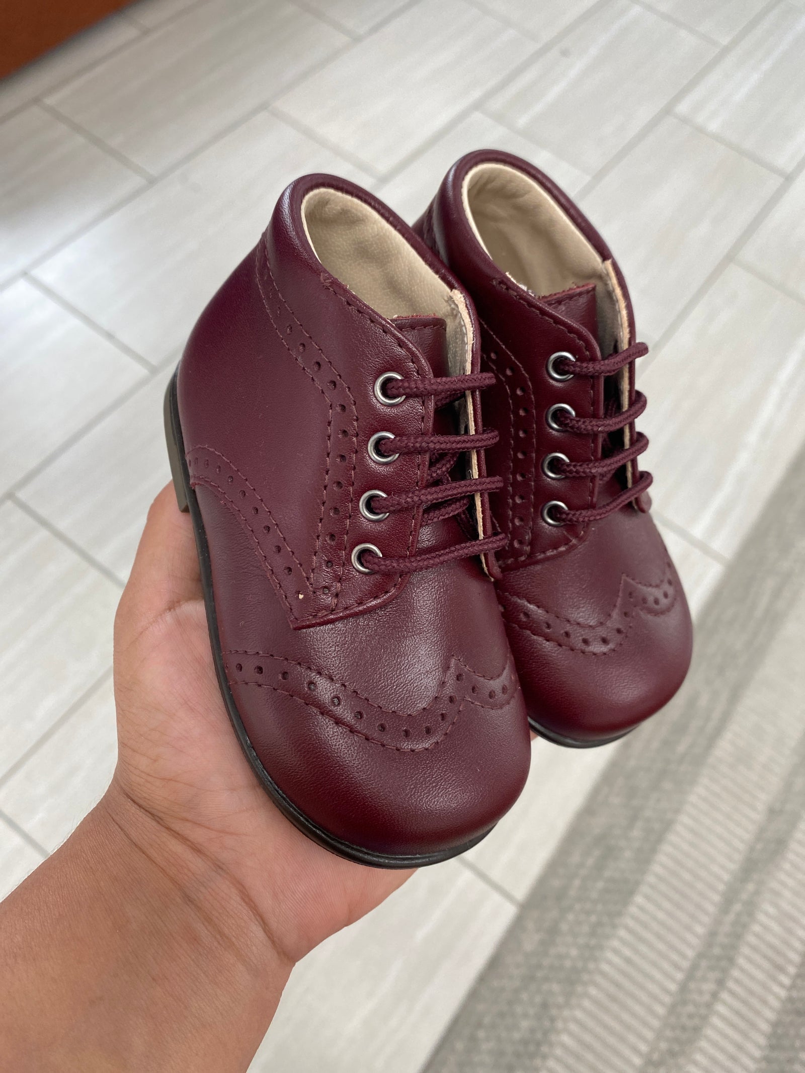 Beberlis Burgundy Wingtip Baby Bootie-Tassel Children Shoes