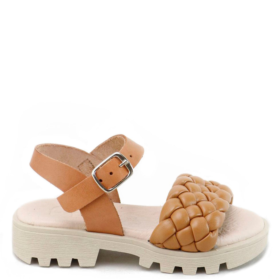 Papanatas Brown Braided Sandal-Tassel Children Shoes
