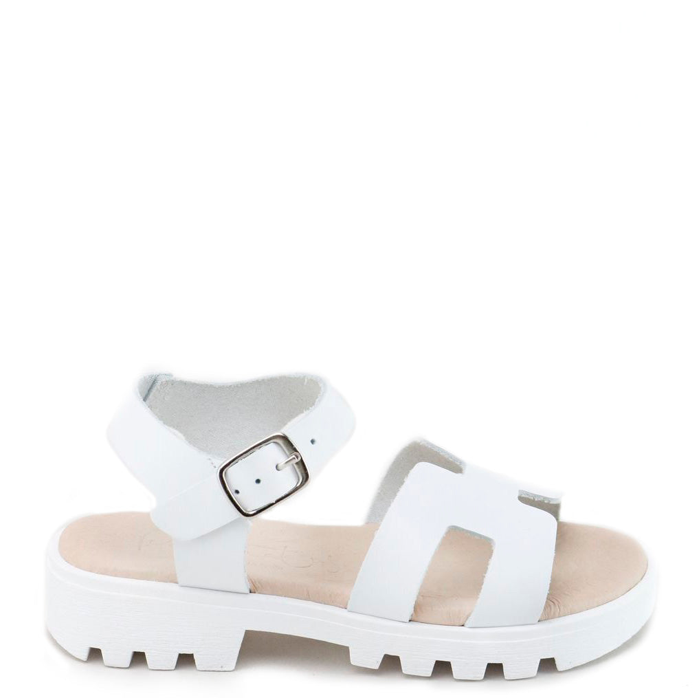 Papanatas White H Sandal-Tassel Children Shoes